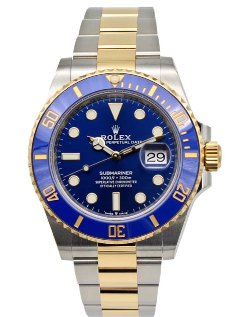 mens two-tone rolex submariner blue dial|rolex 2 tone submariner price.